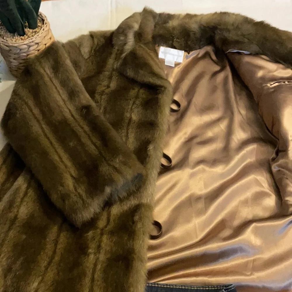 Worthington Brown Faux Fur Coat - Picture 1 of 10